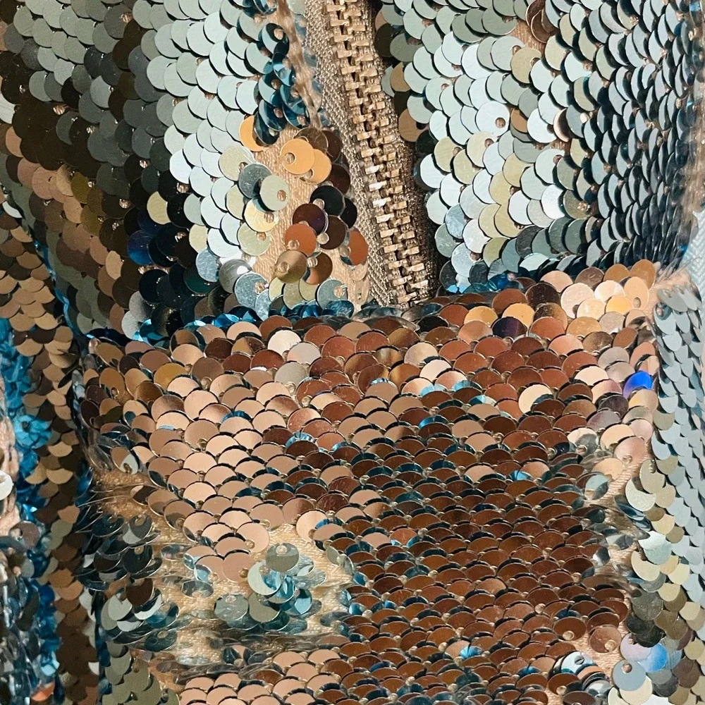 Loungefly Disney Frozen Elsa Reversible Sequin Backpack in Blue  and Silver - Picture 4 of 15